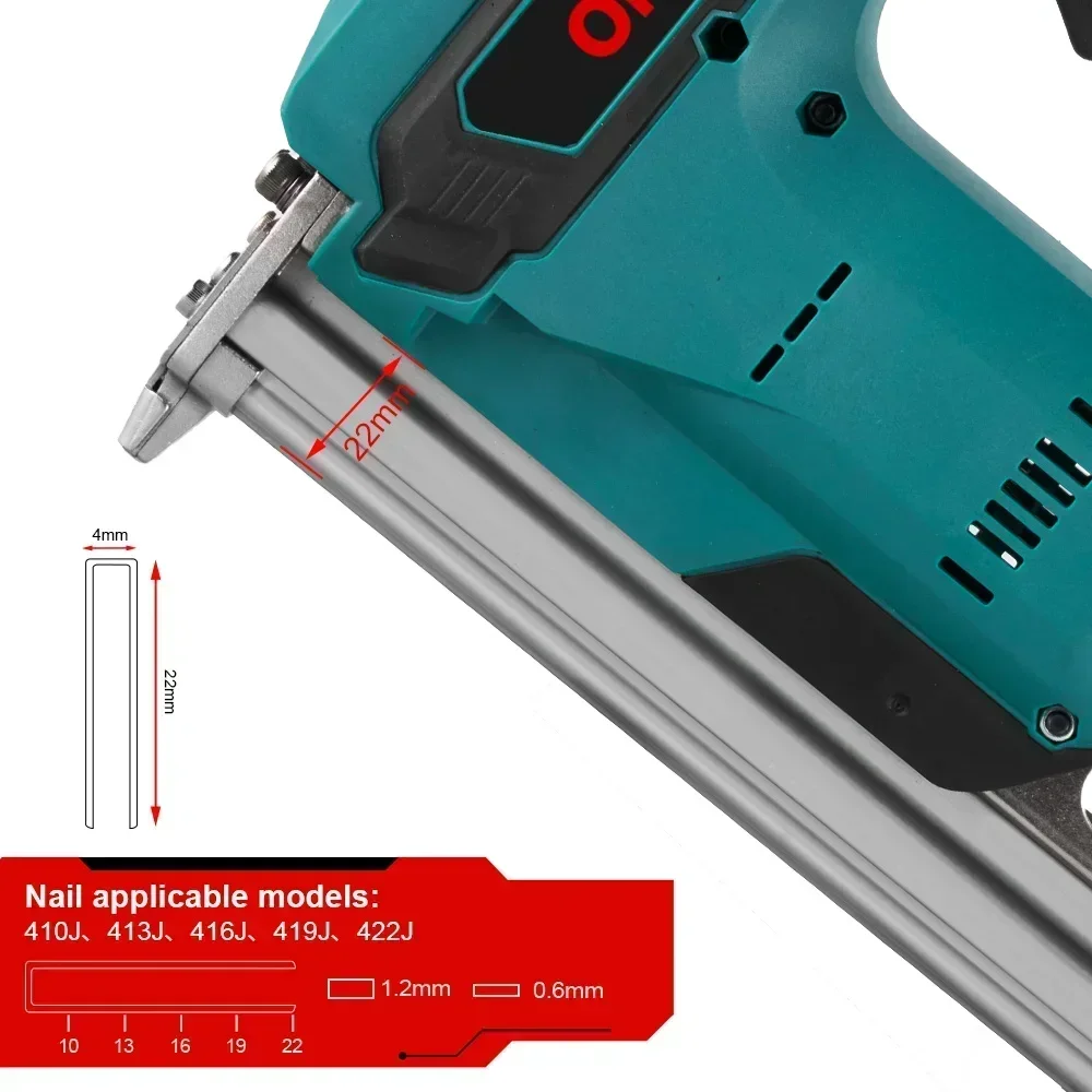 ONEVAN 422J 2Gears Brushless Cordless Electric Nailer Stapler Furniture Staple Gun Woodworking Tools For Makita 18v Battery