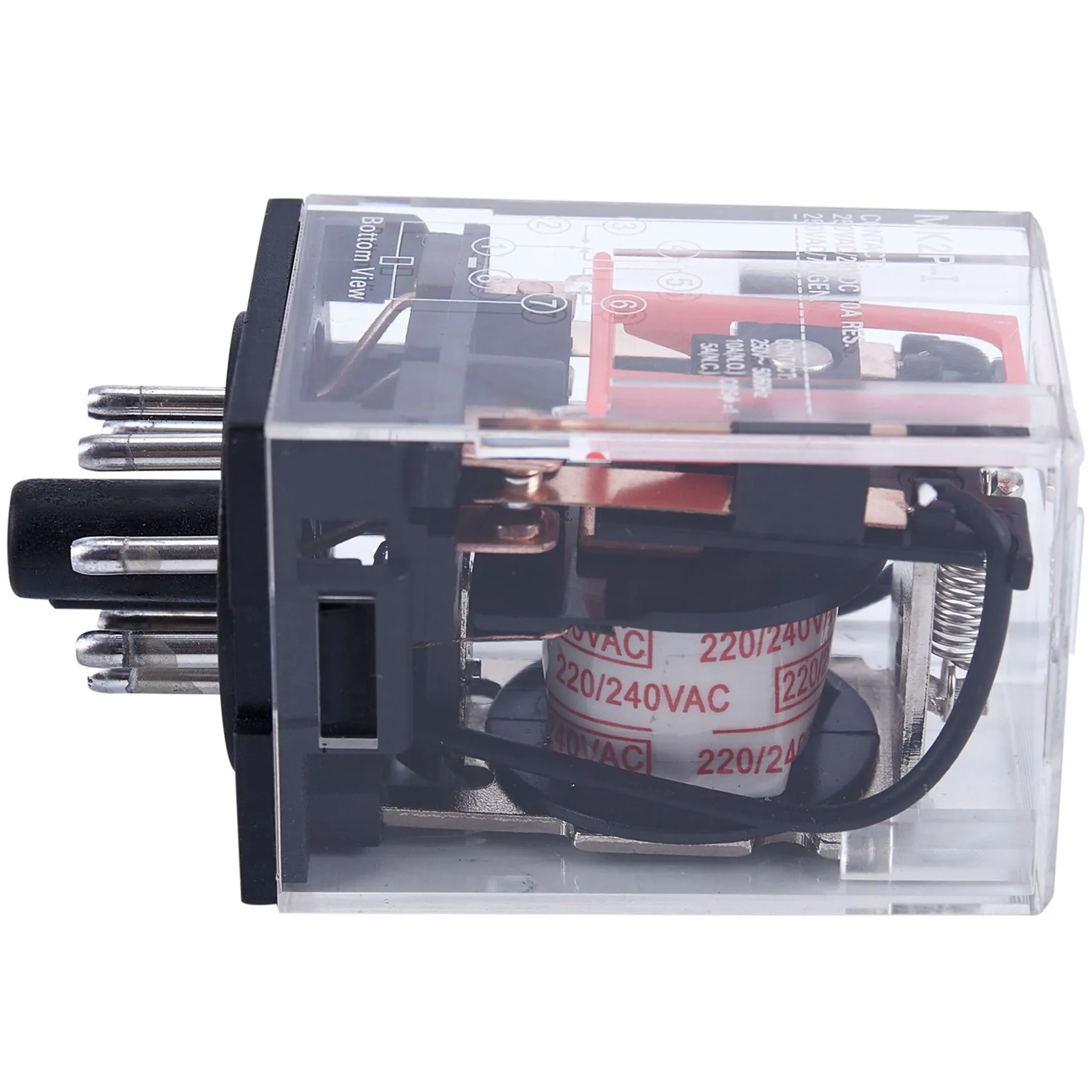 DT17 2X AC 220V/230V Coil Voltage PCB Power Relay 8 Pins DPDT 2NO 2NC MK2P-1 10A 250Vac Plastic Electromagnetic