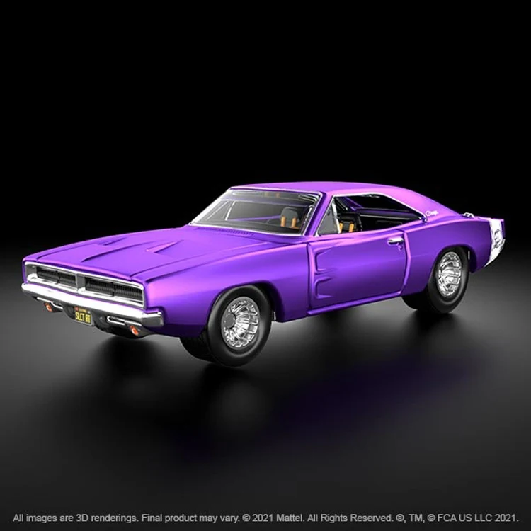 Hot Wheels RLC 69 Dodge Charger Member voting car electroplated purple open cover 1/64 alloy simulation car model