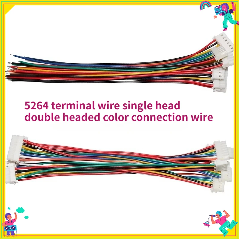 10PCS 5264 Terminal Wire Single Head Double Headed Color Connection Wire 2P3P4P-12P Spacing 2.54mm Wire 26AWG