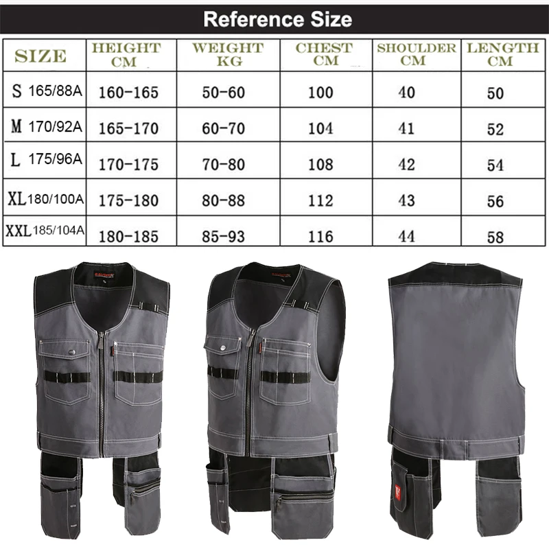 Men Work Vest Safety Clothing Multi-pockets Tool Vest Multi Functionnal Photographer Carpener Mechanic Workwear Tops