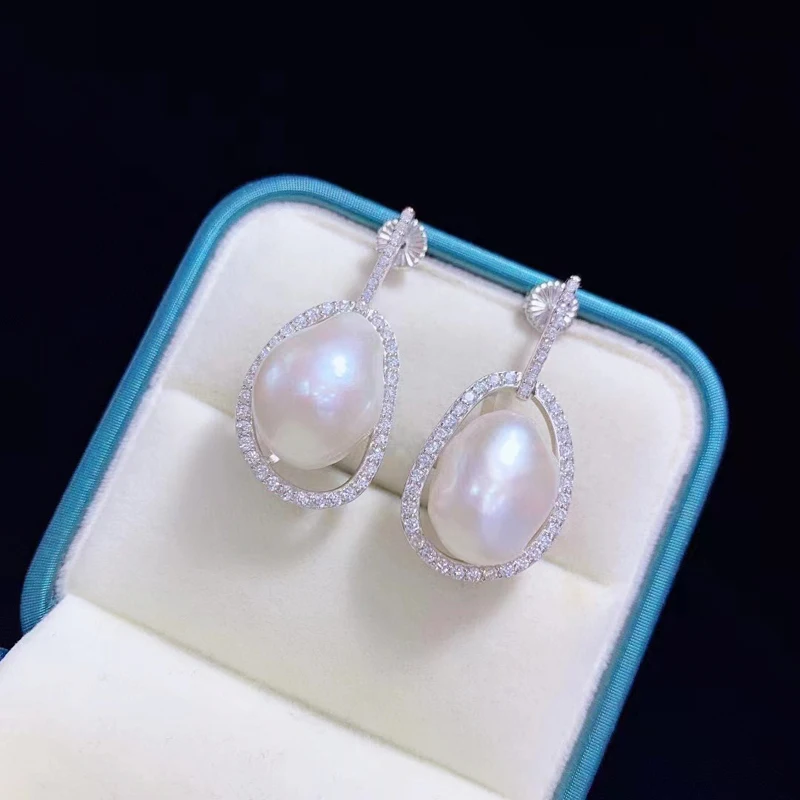 

Natural Fresh Water Baroque Pearl Earrings Simple Style For Women Fine Jewelry 925 Sterling Silver With Cubin Zircon Free Ship