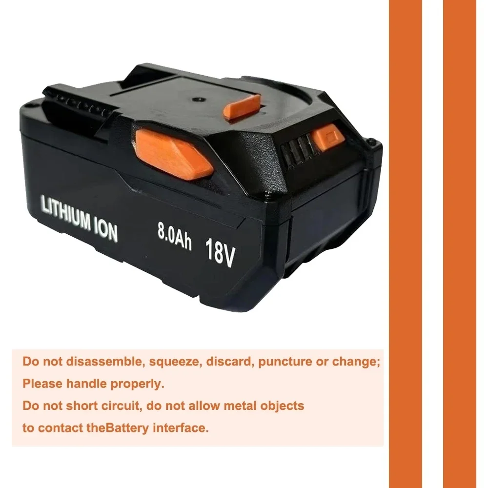 For AEG 18V Battery 8.0AH Lithium-Ion Battery For RIDGID R840087 R840085 L1815R L1850R L1830R R840083 Series Cordless Power Tool