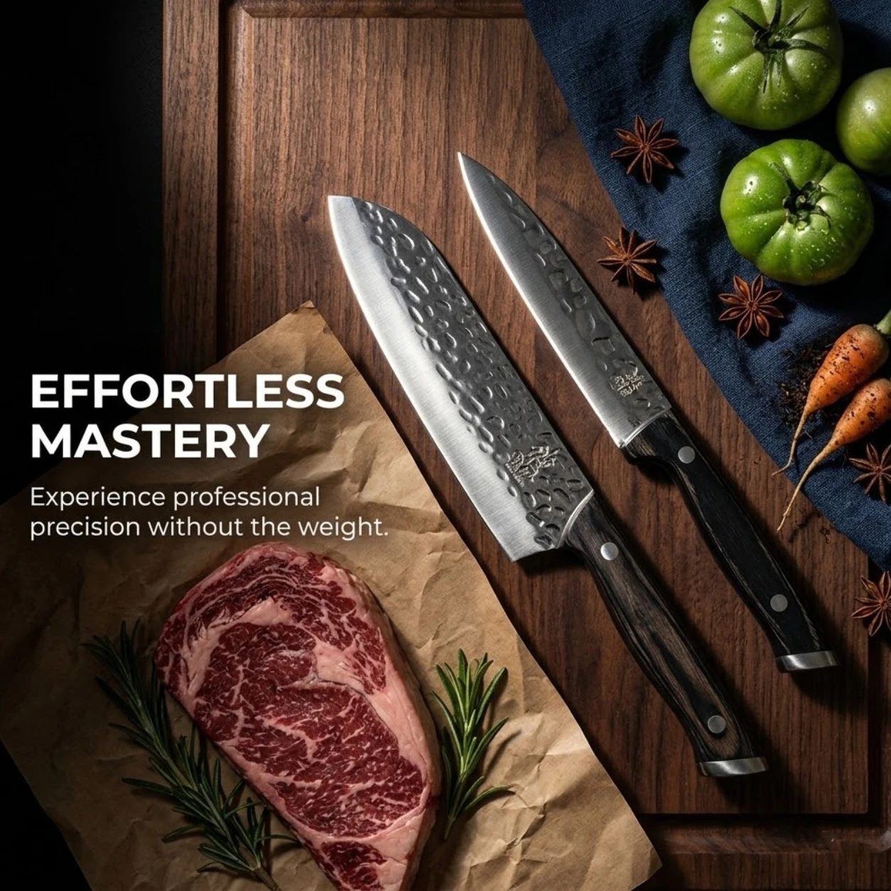 New Ultra Sharp Hammered Stainless Steel Paring Knife Ergonomic Handle Multipurpose Kitchen Knife For Peeling & Slicing