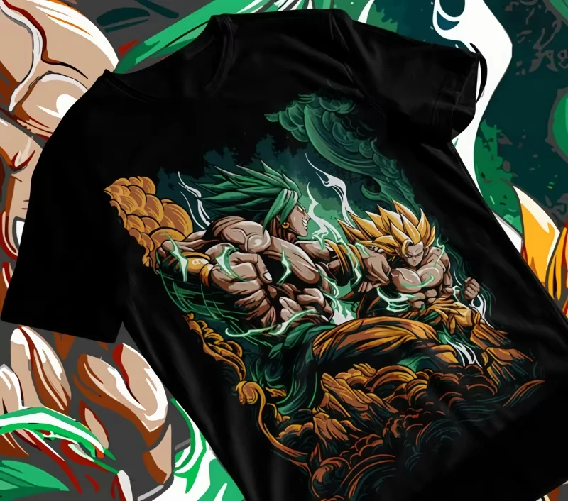 

2026 Summer Dragon Ball Broly Vs Goku Print Cotton Vintage T-Shirt, Oversized Unisex Harajuku Casual Kids & Adult Sports Tee Y2k