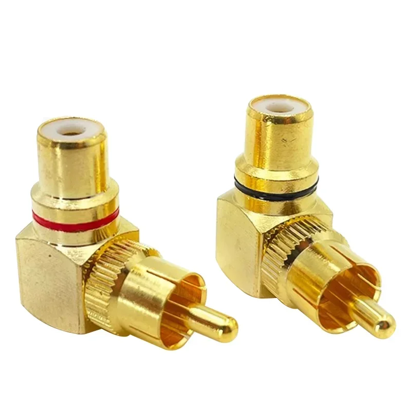 5/20/100PCS  RCA Right Angle Male To Female Connector 90 Degree Gold Plated Brass Adapters Connectors plug to jack