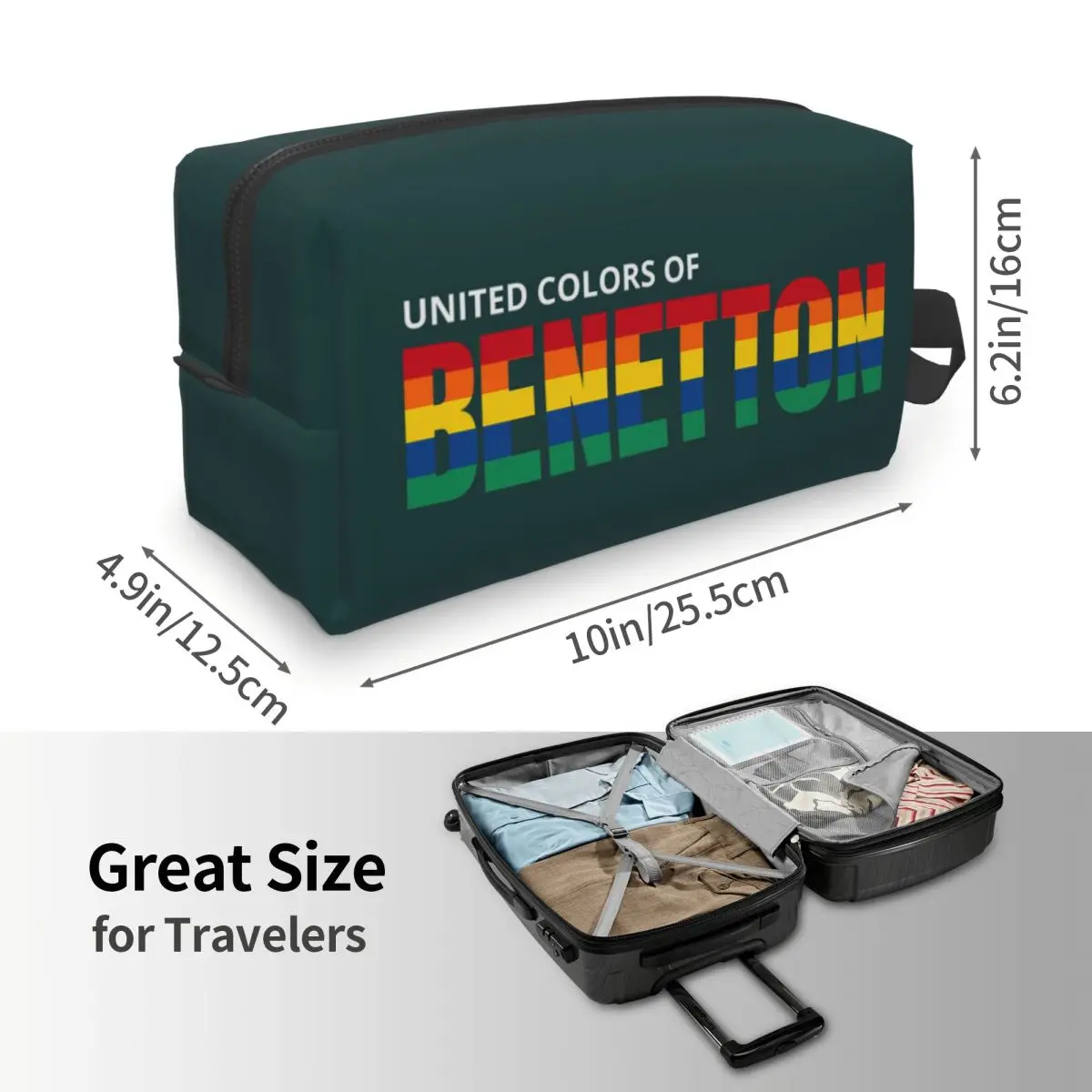 United Colors Of Benetton Makeup Bag Cosmetic Organizer Storage Dopp Kit Toiletry Cosmetic Bag for Women Beauty Pencil Case
