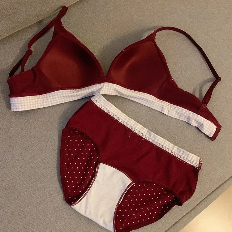 KUCLUT Red Polka Dot Underwear Set for Women Thin Cup Bra Comfortable Breathable Anti-Sagging Wedding Bride Traditional Style... 4