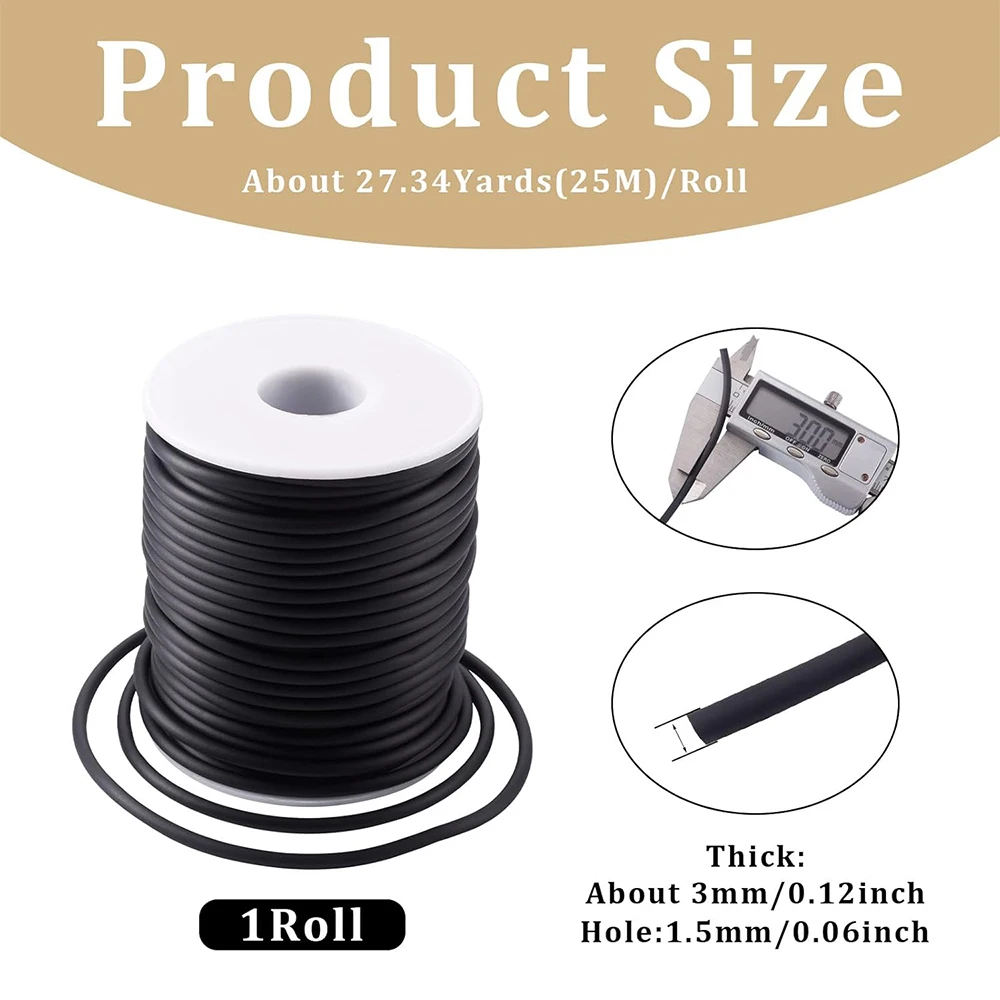 1 Roll 2/3/4m Hollow Pipe Rubber Tube Cords for Knitting Stitch Holder Tubing Rubber Cord for Bracelet Jewelry Making DIY Crafts