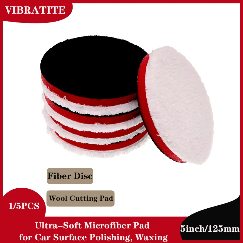 

1/5 шт., 5-дюймовые ультрамягкие полировальные подушечки из микрофибры, отделочные подушечки, с крючком и петлей для полировки поверхности автомобиля, вощение