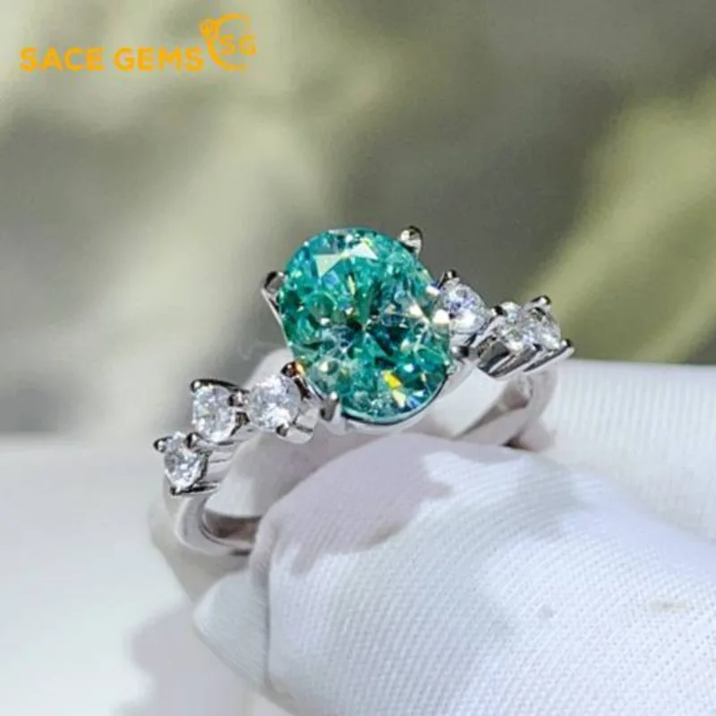 

SACE GEMS GRA Certified 2CT D Color Moissanite 925 Sterling Silver Fashion Ring for Women Engagement Promise Party Fine Jewelry