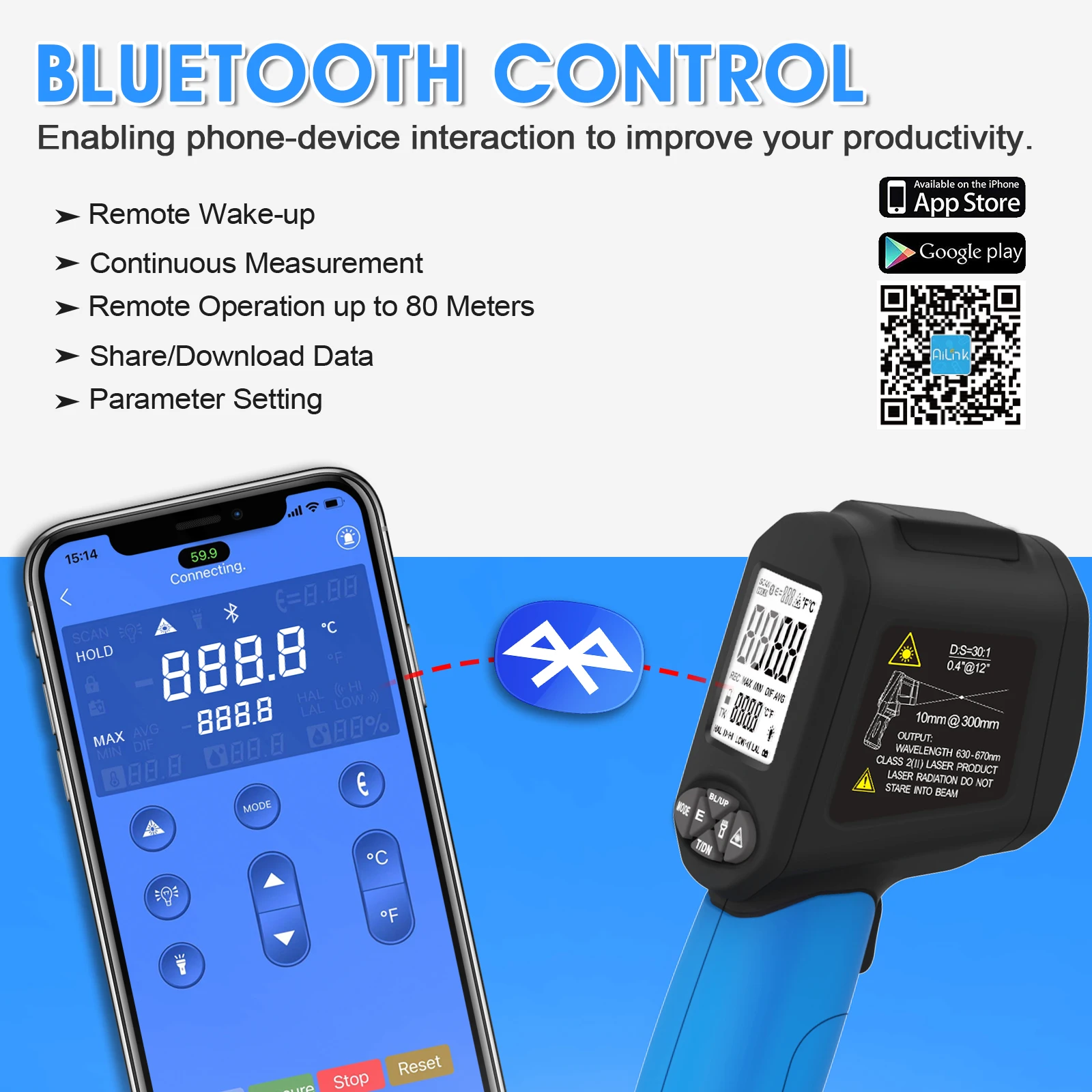 High-Precision Non-Contact Infrared Thermometer with APP Control