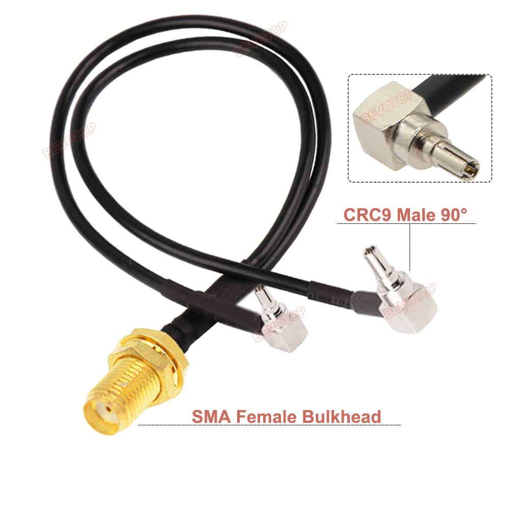 RG174 Cable SMA Female to Dual CRC9/SMA/TS9 Male 90° Plug V Type Splitter Combiner RF Coaxial Pigtail for 3G 4G Modem Router