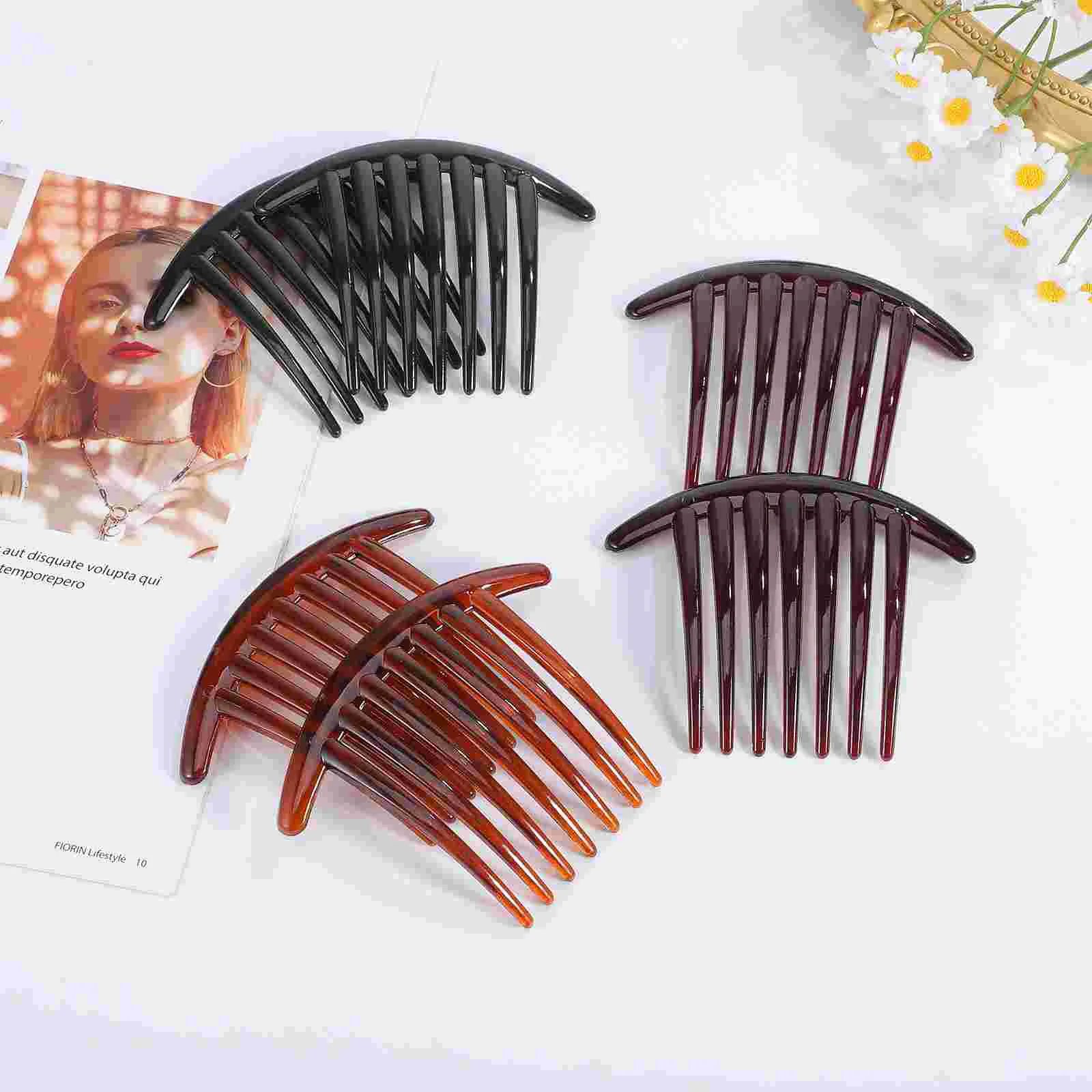 6 Pcs Seven-tooth Comb Bridal Hair Accessories for Women Combs French Side Resin Twists Bride Hairdressing