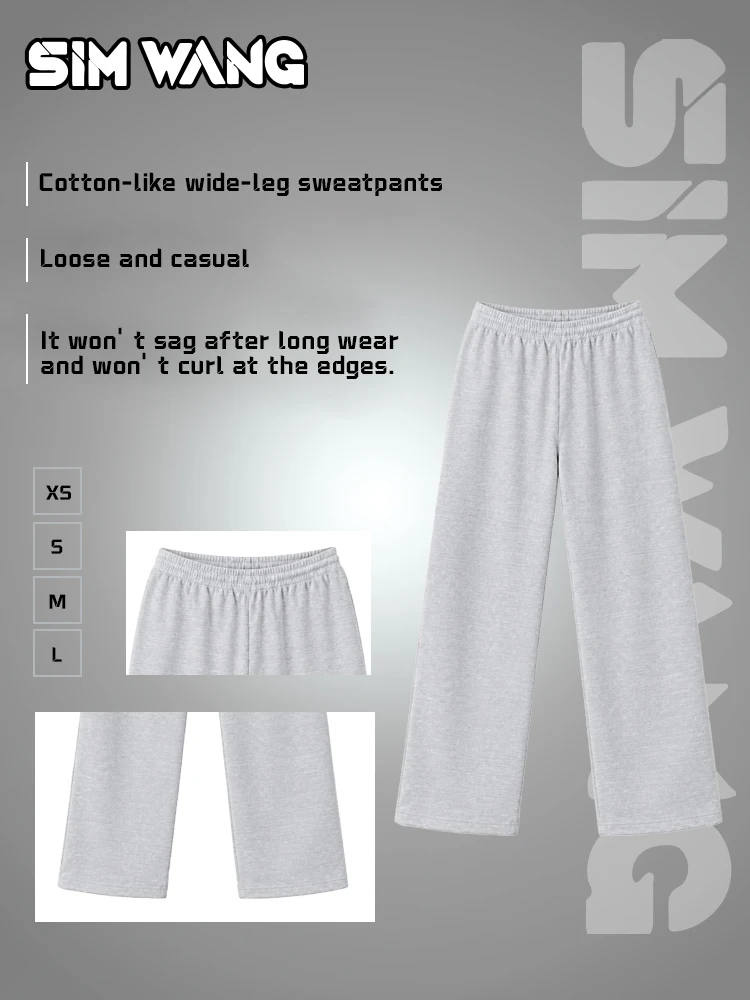 Light Gray Wide-Leg Sweatpants for Women - Soft and Comfortable Straight-Leg Relaxed Casual Sports Pants