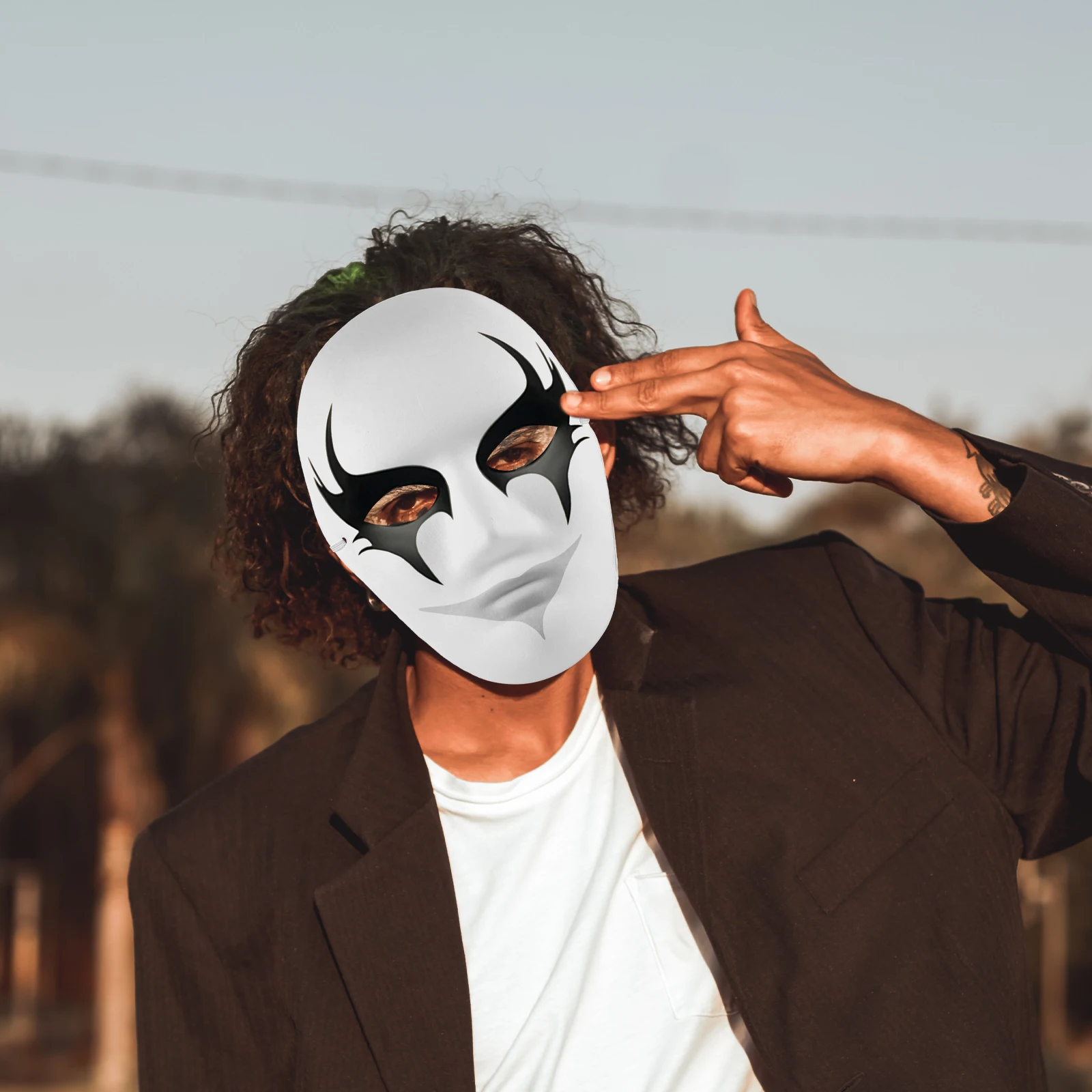 

10 Pcs Paint Hand Painted Mask Masquerade Paper Face Adult White Masks Halloween
