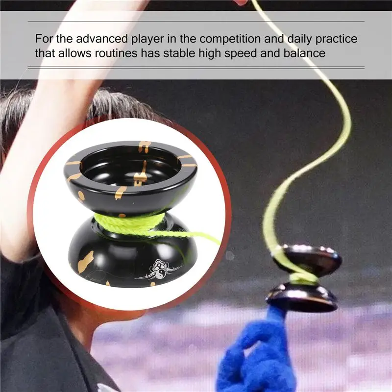 A84F-Magicyoyo N11 Alloy Aluminum Professional Yoyo Unresponsive Yoyo Ball (Black Golden) Bag, Glove 5 Strings