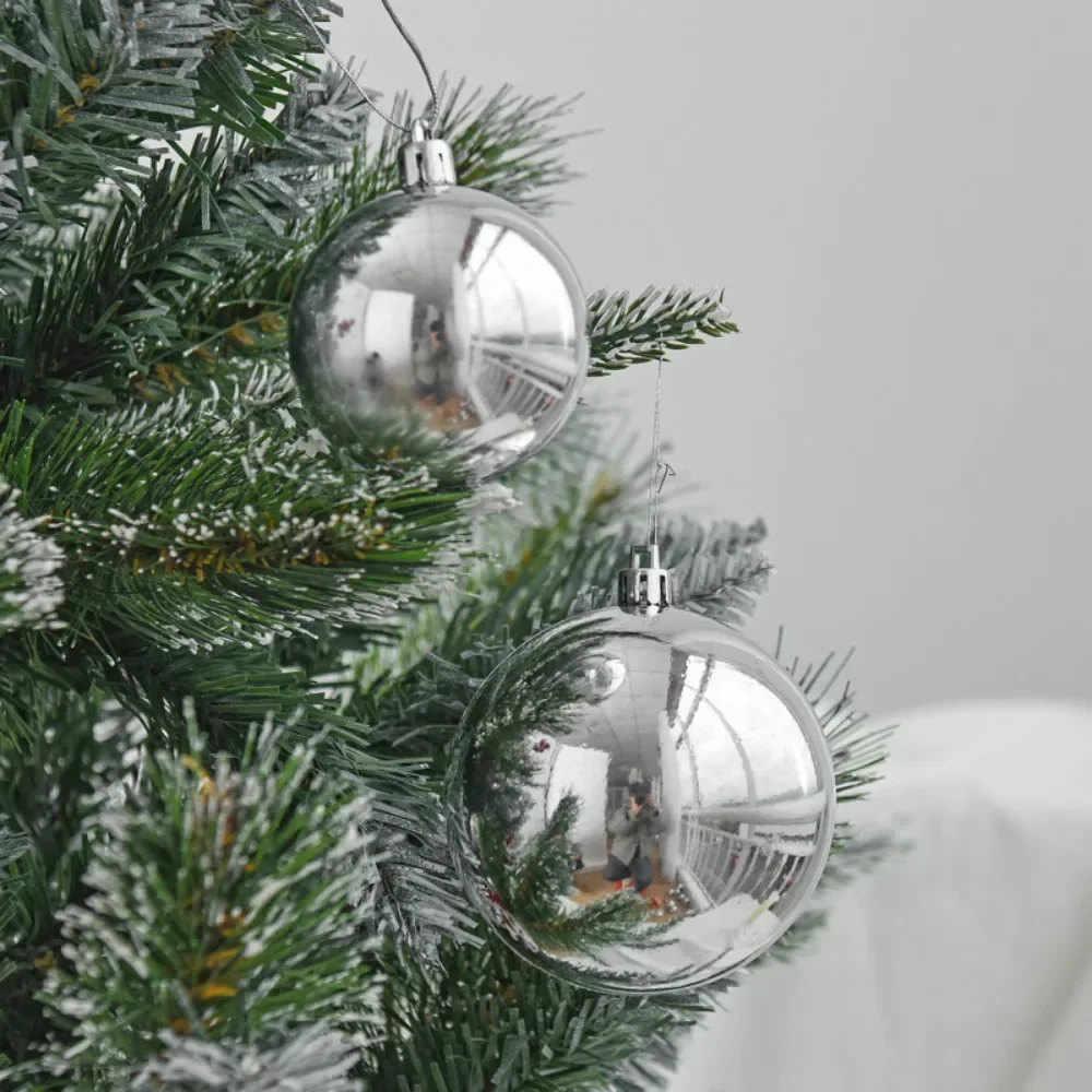 4/6/8/12/15cm Big Light Silver Balls Christmas Tree Decorations Ornaments Balls Wedding Xmas Party for New Year Home Decor Gift