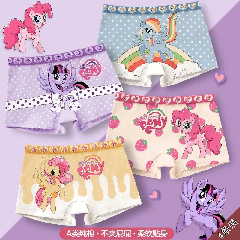 My Little Pony Twilight Sparkle Fluttershy Rainbow Dash Cartoon Cute Children\'s Underwear Kawaii Girls Breathable Boxer Briefs