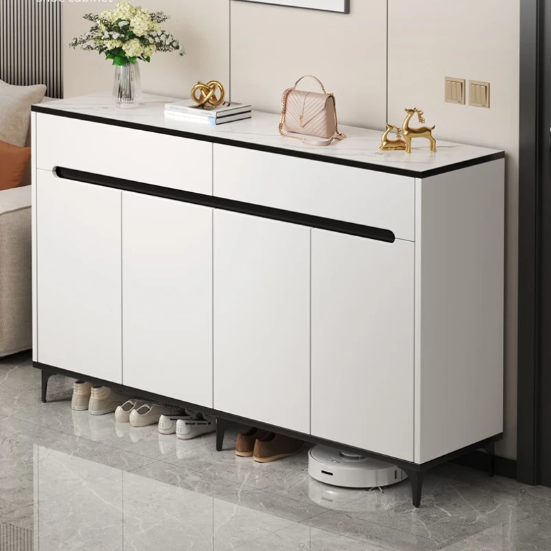 تصميم خزانة خذاء فاخرة تخزين رخيصة جميلة طويل القامة تخزين خزانة خذاء خشب معدني أثاث Armario Zapatero للمنزل #4