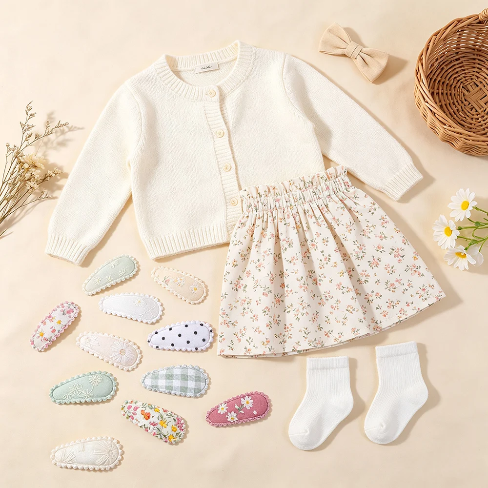 Regenbogen-Haarschleifen 16-teiliges Süßes Mini-Haarspangen-Set, Niedliche Kinder-Haarklammern, Frische Bedruckte Haarspangen Geschenkset – Detail 1