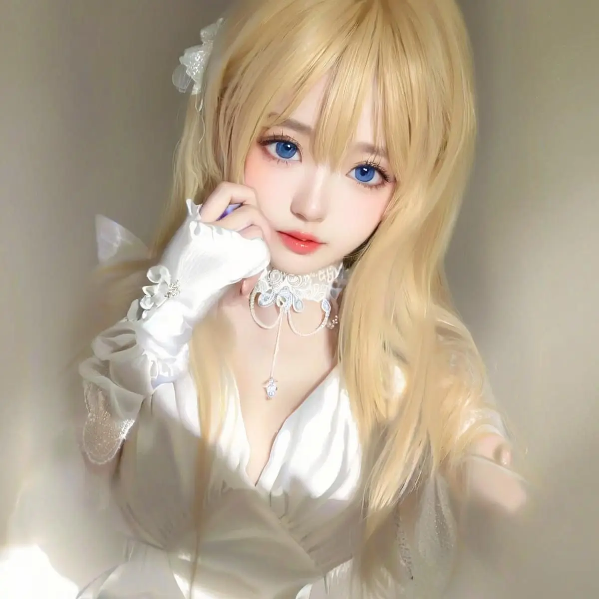 Milky Tea Long Straight Full Wig Unisex, Air Bangs for Daily Lolita Dark Academia Cosplay Universal Use