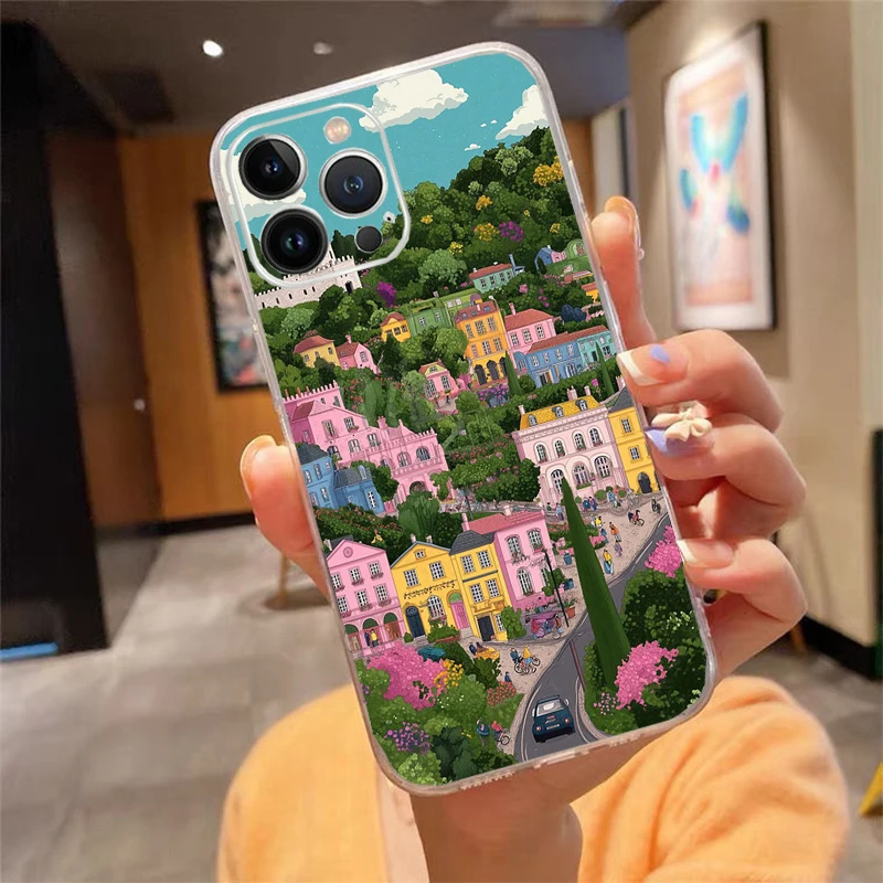 حافظة هاتف Carcasa Funda لهاتف iPhone 17 Pro Max Air 16 15 14 13 Pro Max 15 16 Pro 15Plus حافظة مشهدية لشجرة الفن الفرنسية