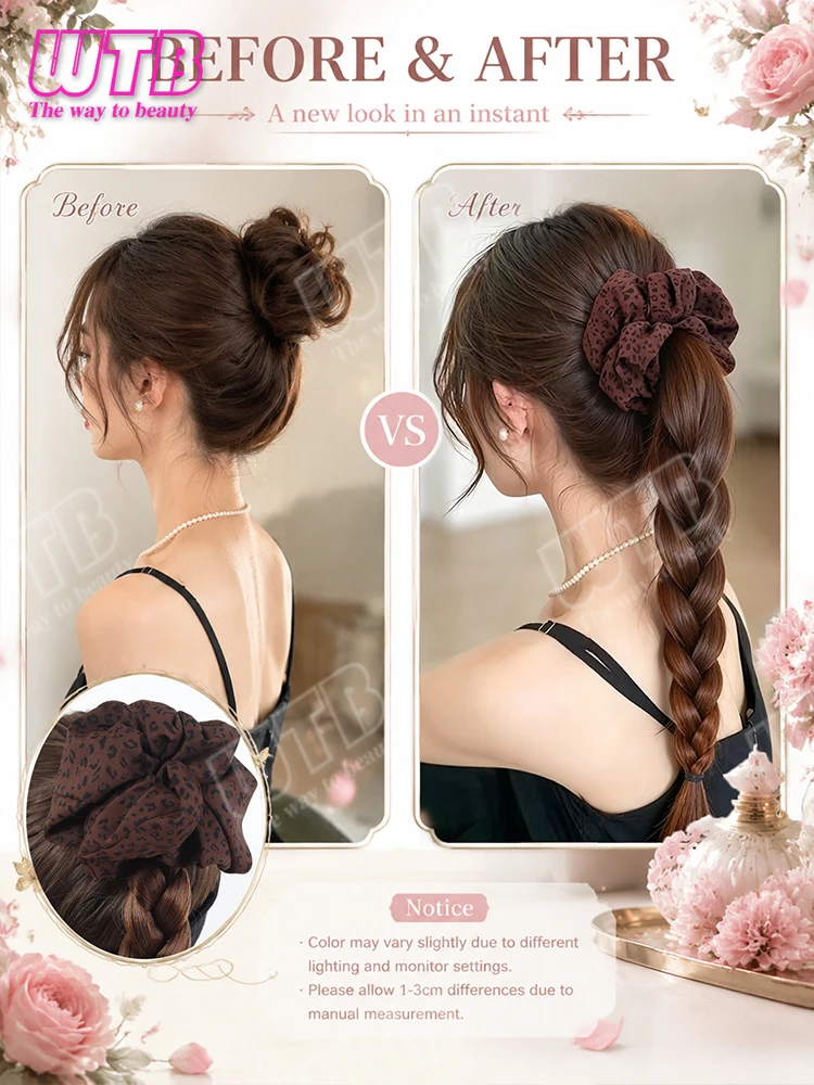 Synthetic Braided Wig Leopard Print Claw Clip Braid Ponytail For Women Quick Wear Hair Accessory For Daily Festival Hairstyle