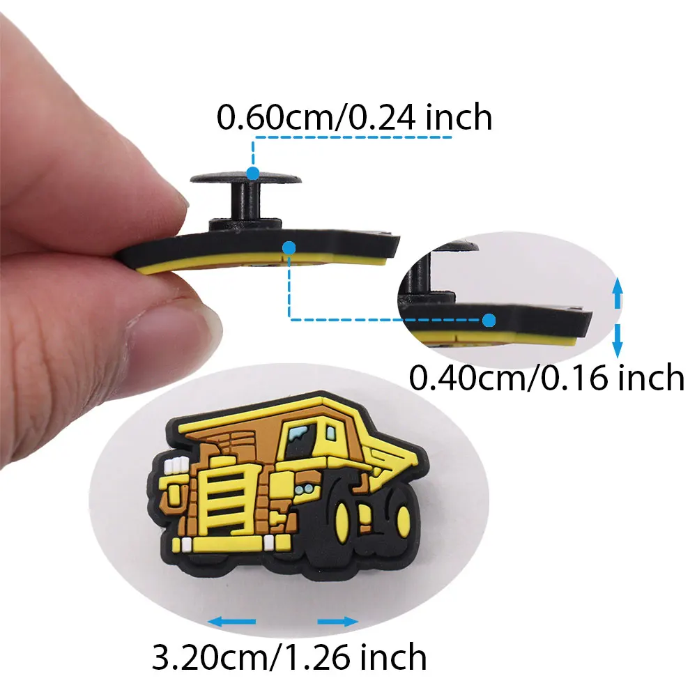 1-20PCS Cute Cartoon Vehicle Transportation Car Tractor PVC Shoe Charms Buckle Clog Garden Shoes Button Decorations Kid Boy Gift