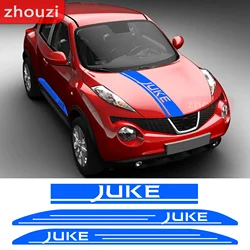 3PCS For Nissan Juke Lot Racing Styling Car Body Engine Cover Sticker Auto Door Side Skirt Vinyl Decal Hood Bonnet Sport Stripes