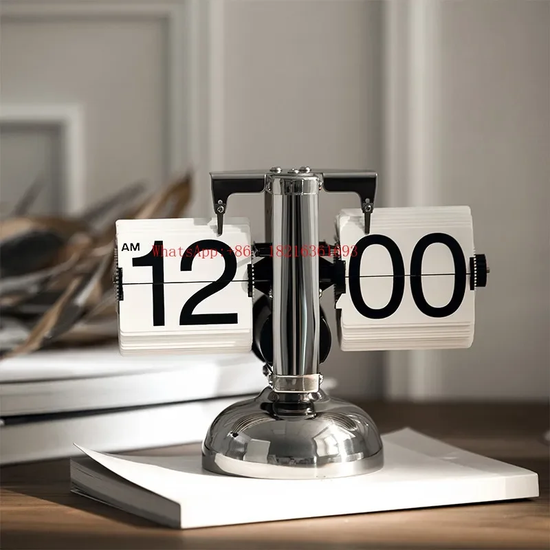 Limited Offer European Creative Personality Automatic Page Turning Clock Desktop Ornament Simple Retro Home Clock