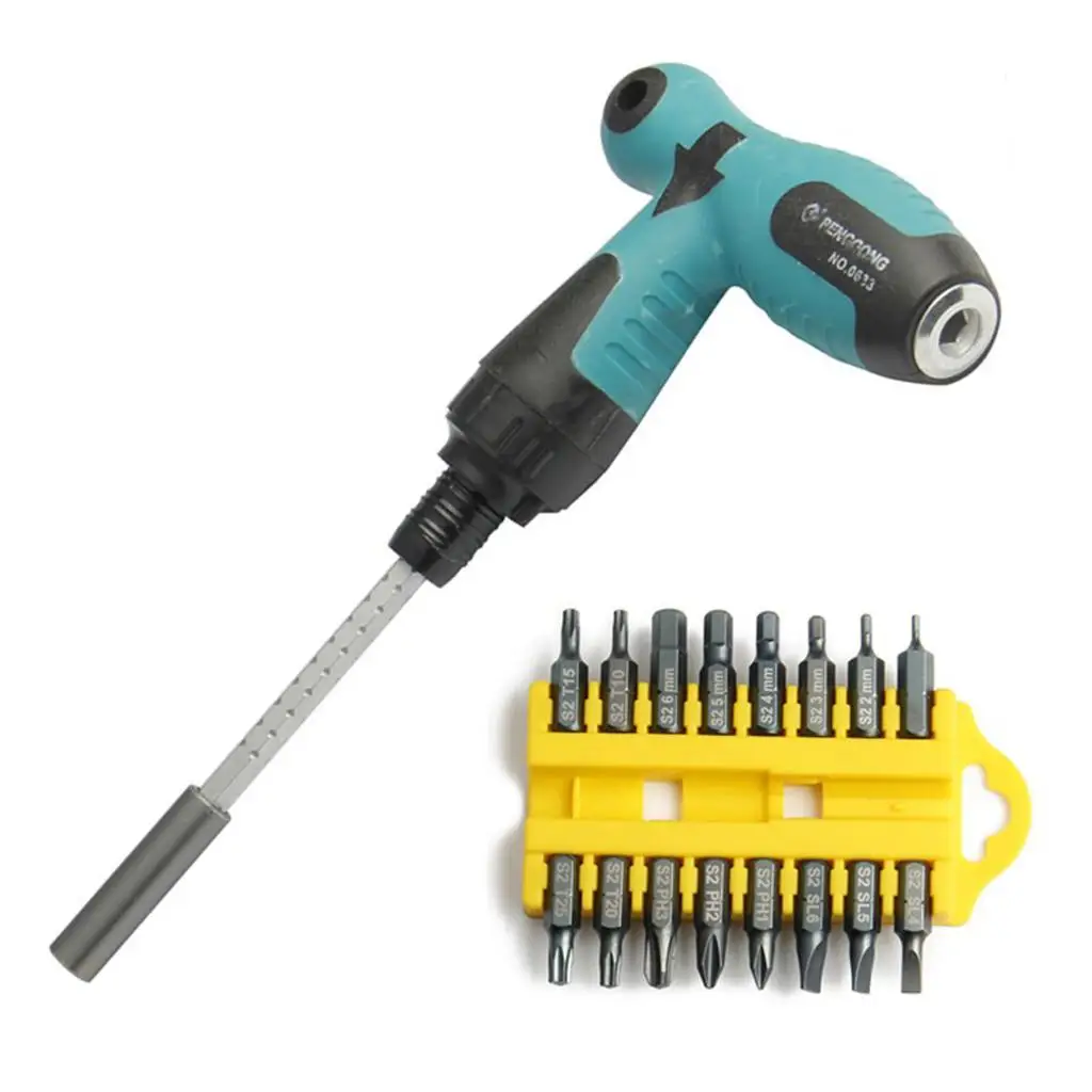 17 Pieces Ratchet Screwdriver Set Type S2 Bits Multifunction Hand Tool