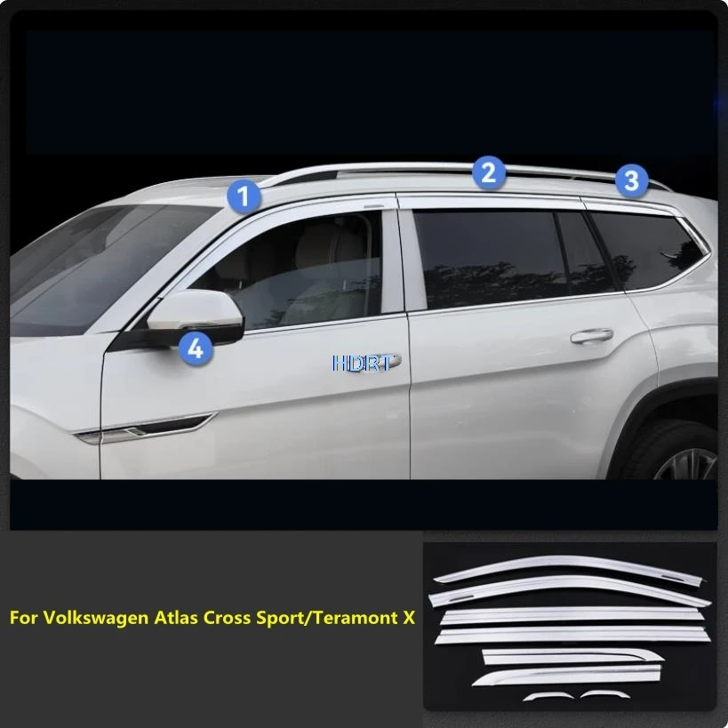 Auto Styling Fenster Tür Visier Wetter Schild Shelter Rückspiegel Trim Für Volkswagen Atlas Cross Sport VW Teramont X 2017 +