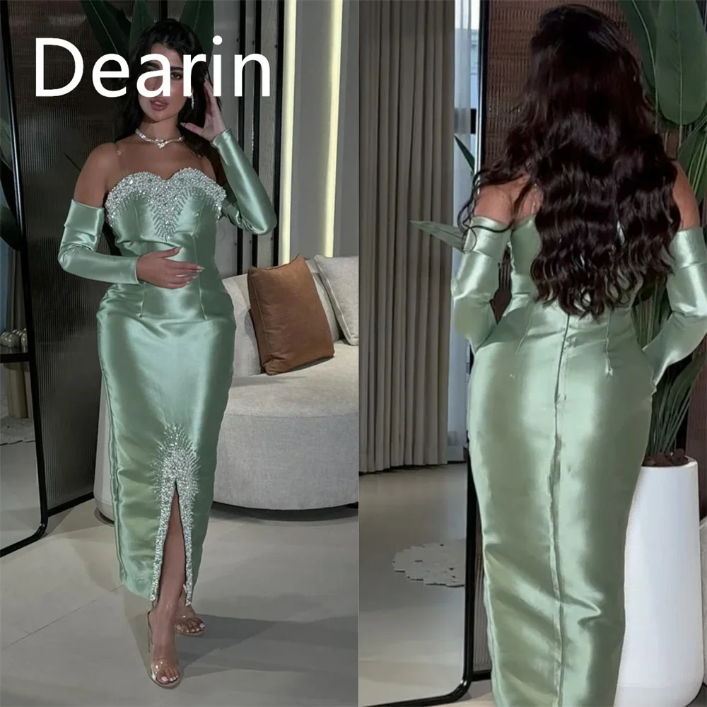 

Customized Saudi Arabia Dearin Strapless Column Ankle Length Skirts Vertically Bespoke Occasion Dresses Formal Gown Evening Prom