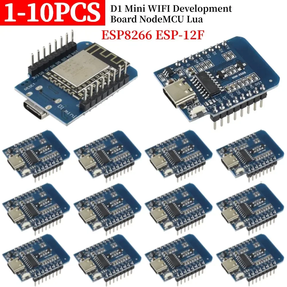 

1-10 шт. ESP8266 ESP-12F D1 Mini Nodemcu Lua IOT плата Type-C D1 Mini WIFI макетная плата NodeMCU Lua модуль для Arduino