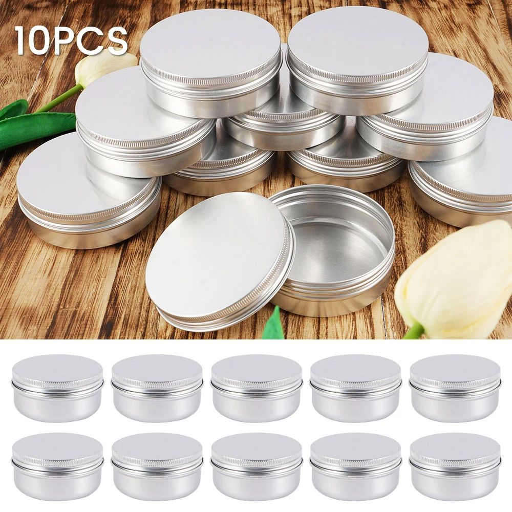 10Pcs Aluminum Jars 50ML Refillable Empty Metal Pot Mini Portable Aluminum Container Travel Sample Pot for Cosmetic Jewelry