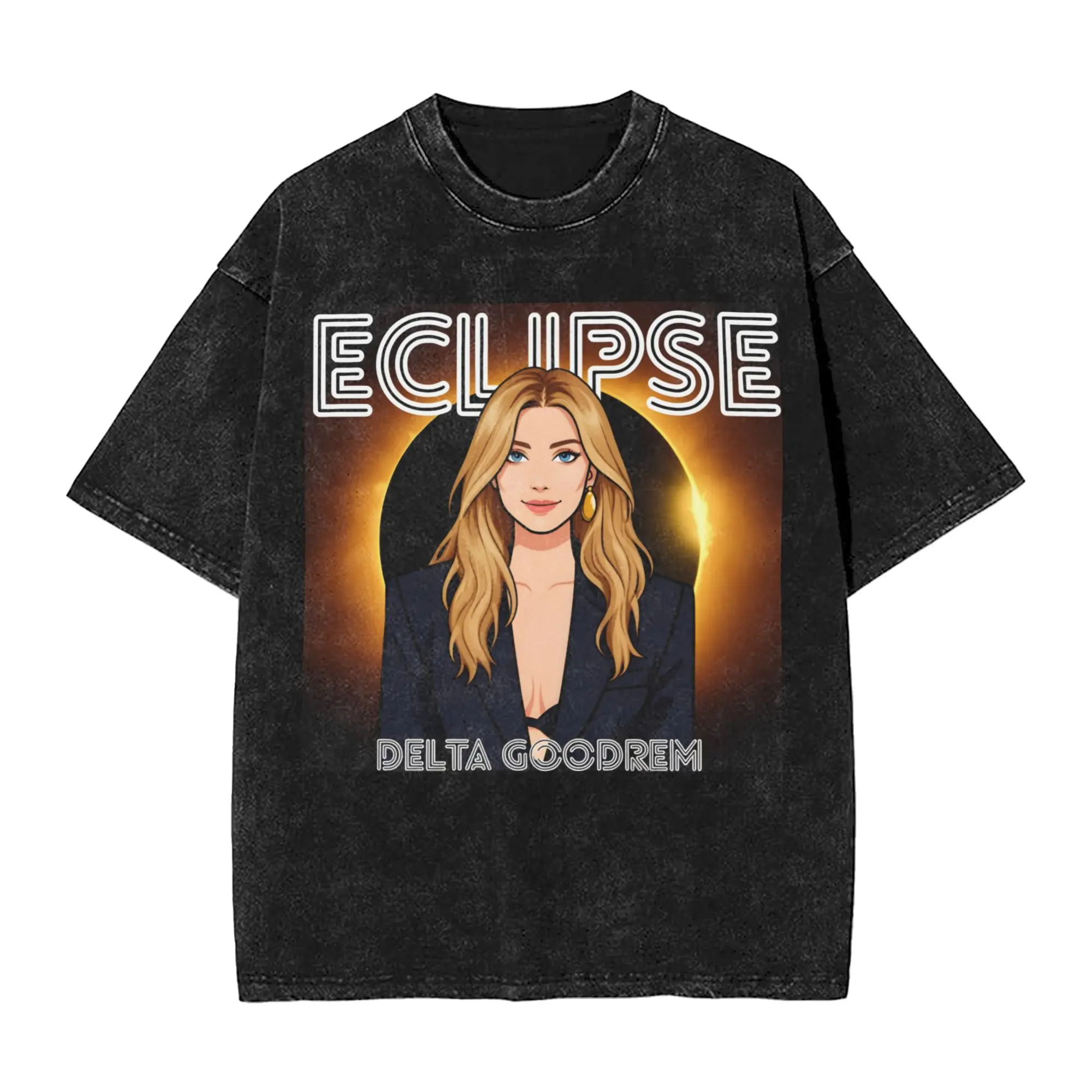 Delta Goodrem Eclipse  Men T Shirt Washed Eurovisions 2026 Novelty Tees Short Sleeve O Neck T-Shirt Cotton New Arrival Clothing