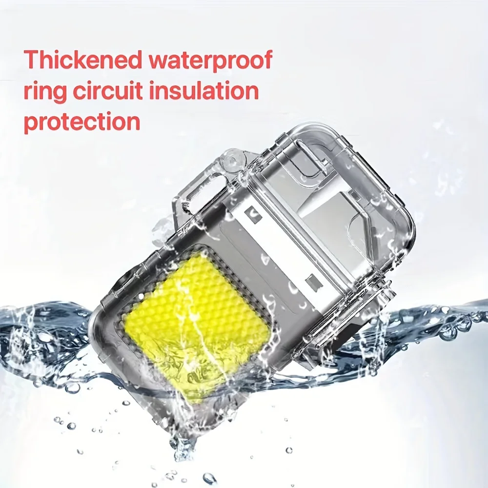 Portable Waterproof Double Arc Lighter With LED Flashlight - Windproof Electric Lighter For Outdoor Adventures