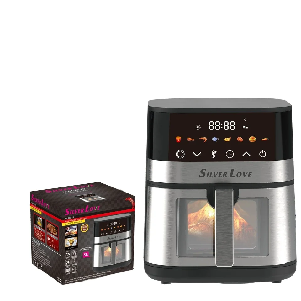 

2000W High Power Air Fryer with 8L Large Capacity Square Plastic Intelligent Household Electric Fryer for Foreign Trade Export
