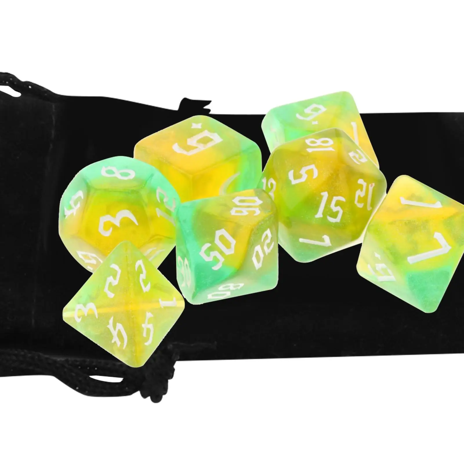 

Acrylic Polyhedral Dice Set Seven Pieces Colorful Role Playing Dice Math Teaching Board Games for Tabletop