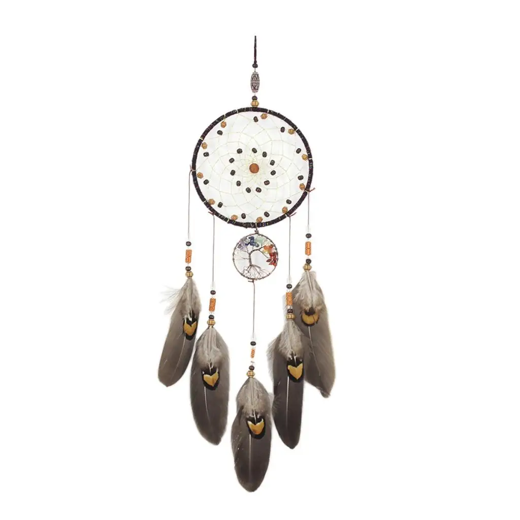 Indian Style Brown Big Round Wind Chimes Wall Hanging Decor