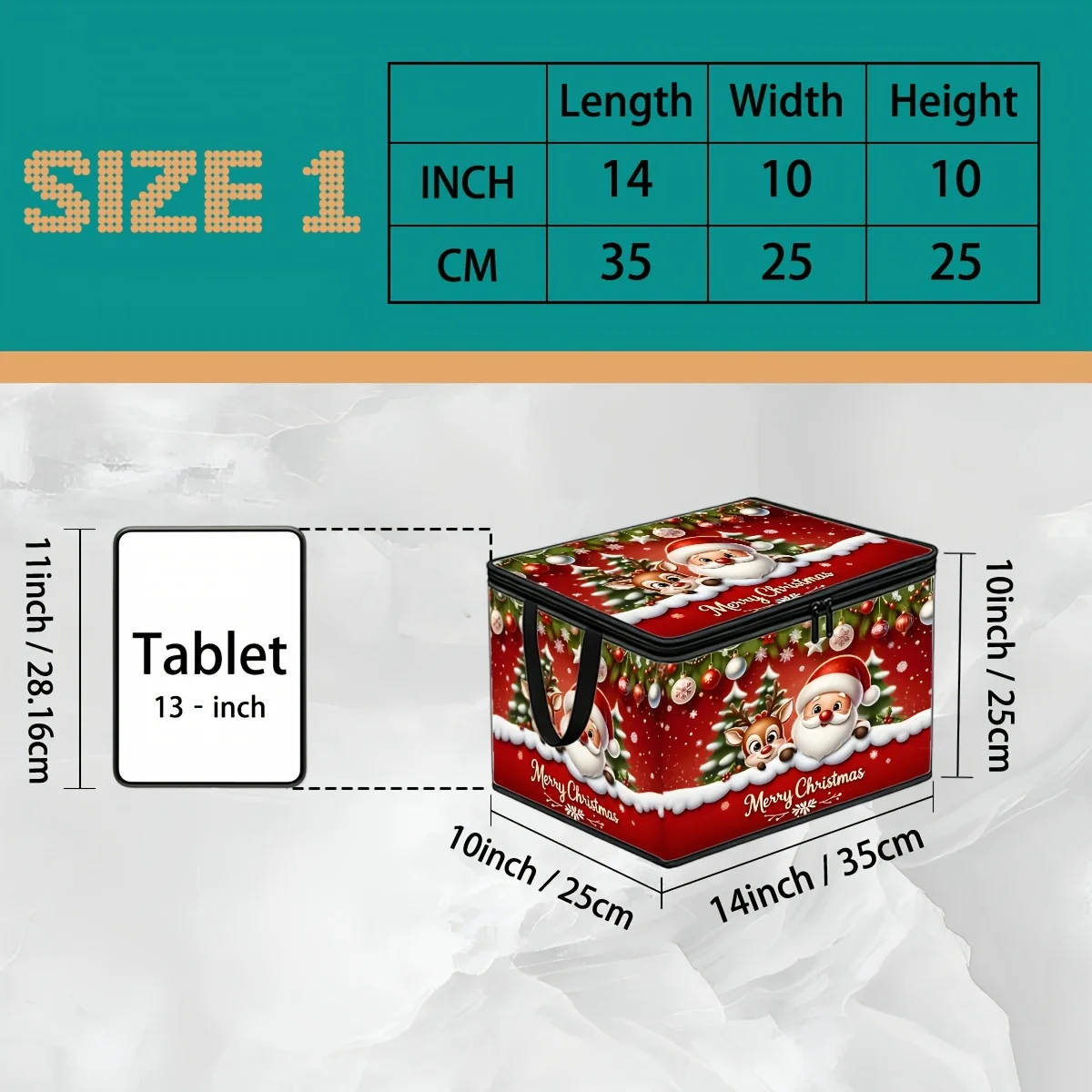 Christmas Decor Storage Box, Foldable Fabric Box