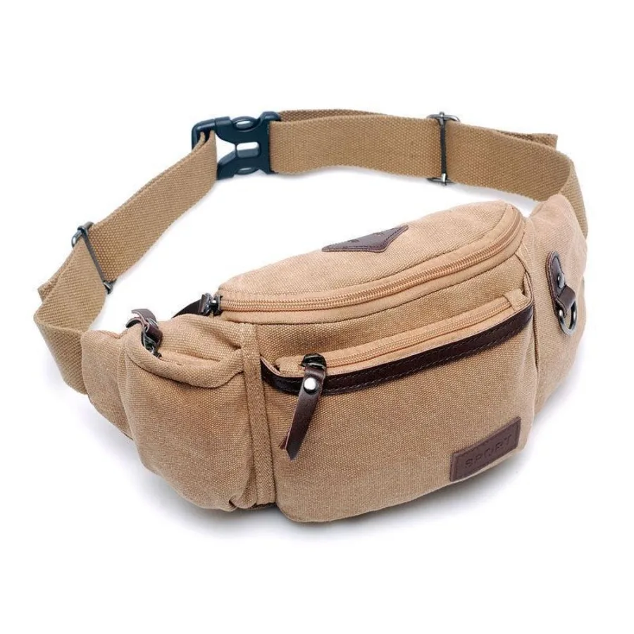 

【New Arrival】 Vintage Canvas Fanny Pack Waist Bag Multi-Pocket Belt Bag for Men Women Outdoor Travel Hiking Sports