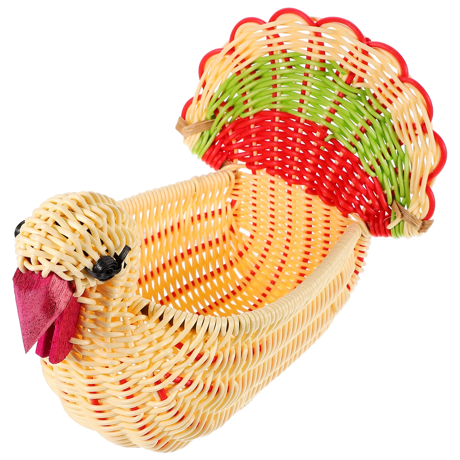 

Turkey Shaped Woven Basket 40x20x10cm Imitation Rattan Fruit Snack Storage Kitchen Countertop Proper Capacity Style