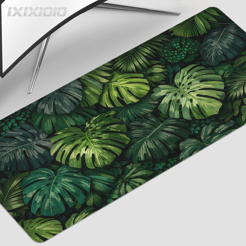 Green Tropical Plants Mouse Pad Gamer printon demand HD Mousepad XXL Playmat Office Natural Rubber Gaming laptop Mouse Mats
