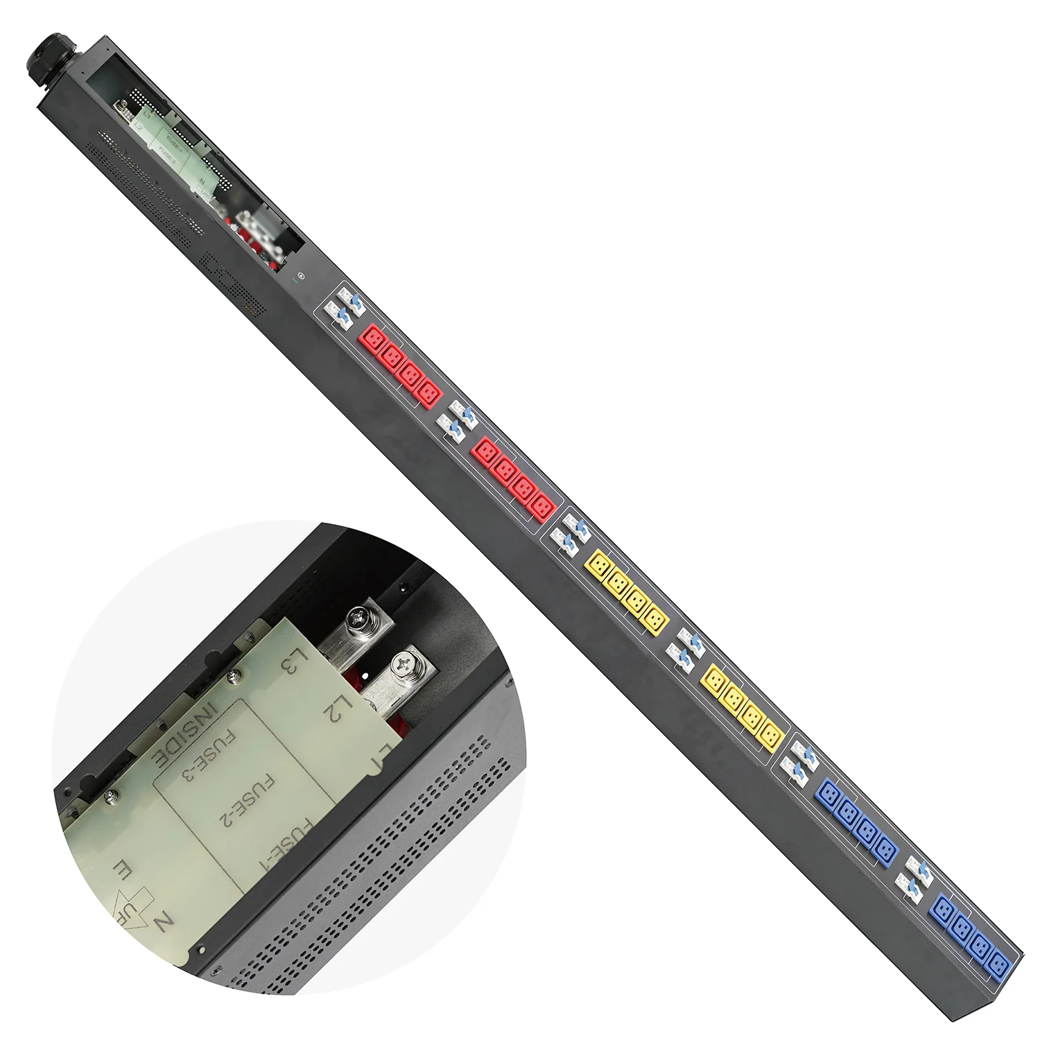 

Three-phase 160A Super Power PDU Socket 415V 433V 380V 24 Channel C19 Steel Plate Body 12 Circuit Breakers protection