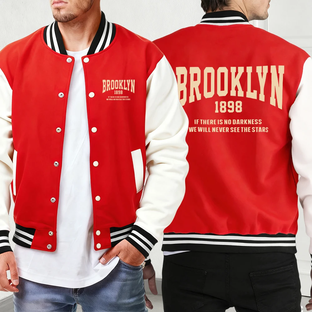 

Brooklyn 1848, модное пальто с буквенным принтом, мужские универсальные базовые куртки, удобная уличная одежда в стиле хип-хоп, повседневная осенняя бейсбольная майка