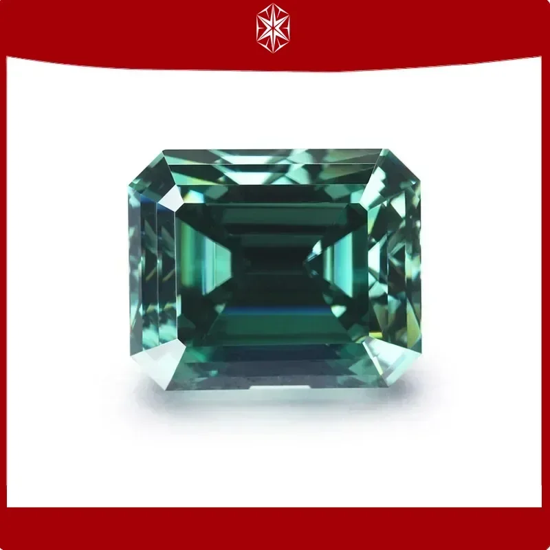 

Moissanite Gemstone Primary Color Green Emerald Cut Lab Grown Diamond Charms Woman Advanced Jewelry Making with GRA Certificate