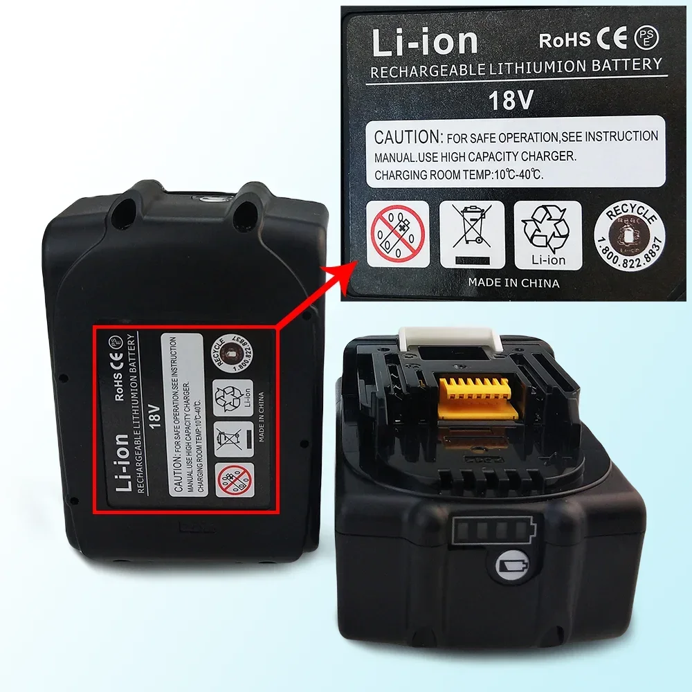 

18V Battery 10Ah For Makita BL1830B BL1850B BL1850 BL1840 BL1860 BL1815 Replacement Lithium Battery