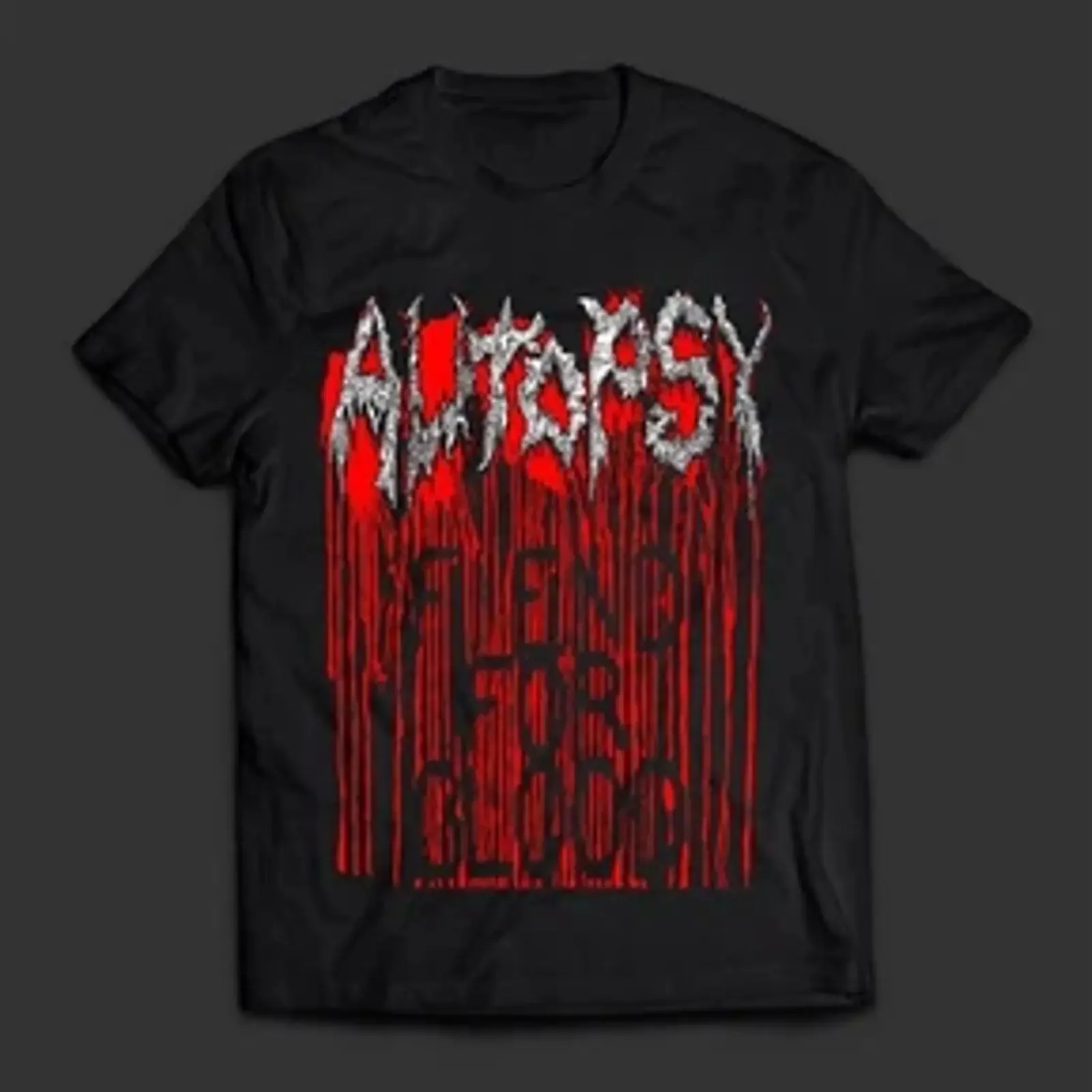AUTOPSY Fiend For Blood w backprint T SHIRT vintage Washed streetwear Comfortable fashion Versatile Soft Casual Stretched